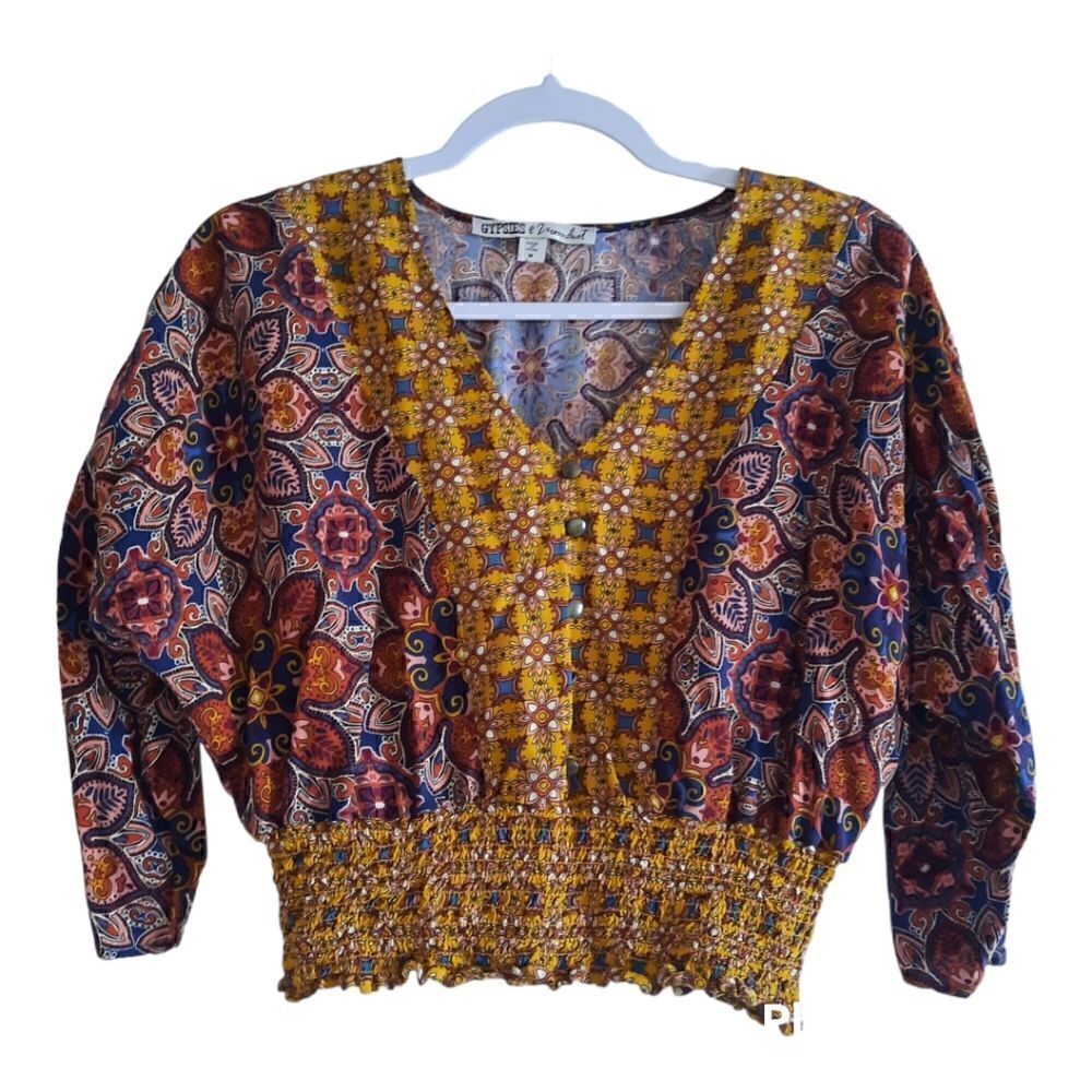 Gypsies and Moondust Floral Crop Top Blouse